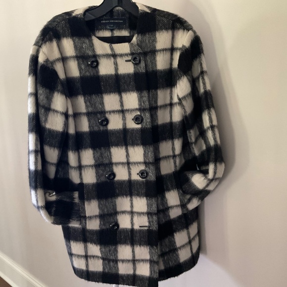 French Connection Oversize Plaid Wool Coat - Size 4 - Picture 2 of 10